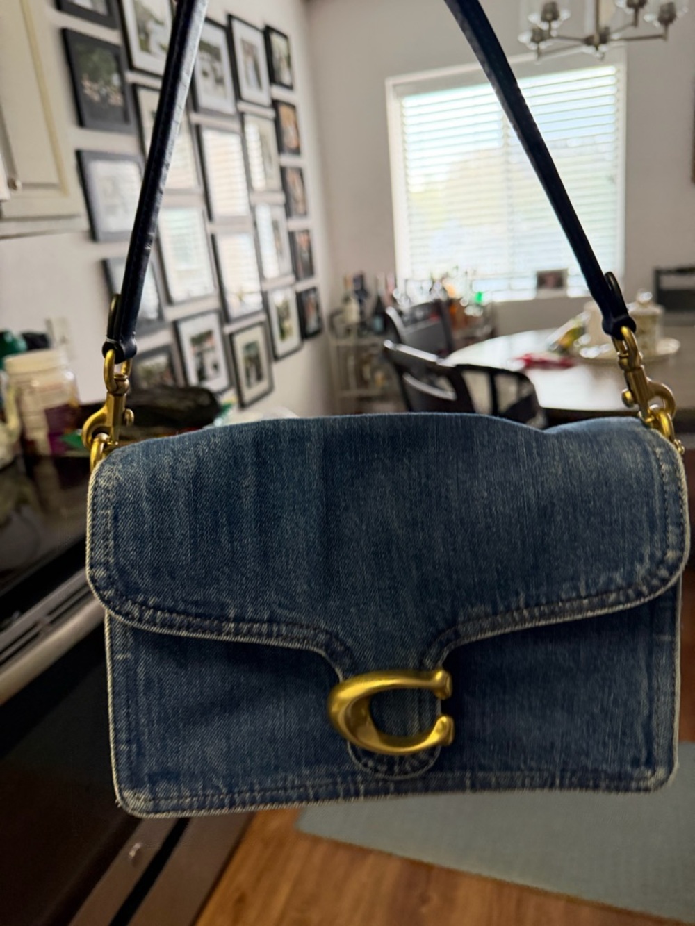 Coach Tabby 26 Chain Denim Blue Gold Hardware Shoulder Bag 💙
